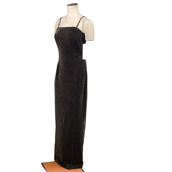 NWT Alex Evenings Sleeveless Black Metallic Evening Gown Maxi Dress Sz 12 #6G - Picture 3 of 7